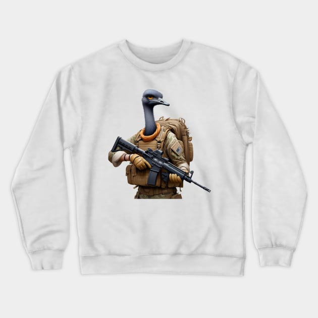 Tactical Ostrich Crewneck Sweatshirt by Rawlifegraphic